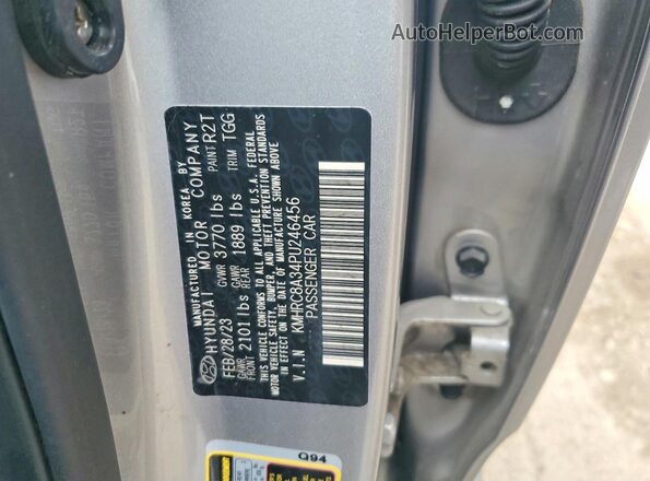 KMHRC8A34PU246456 2023 HYUNDAI VENUE Серебряный Вид наклейки с VIN-кодом
