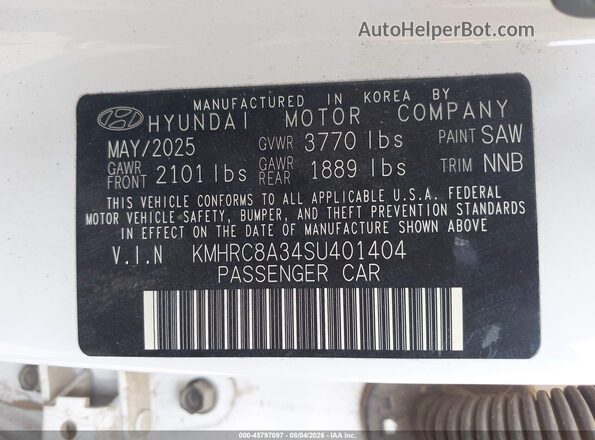 KMHRC8A34SU401404 2025 HYUNDAI VENUE Белый Вид подкапотного пространства