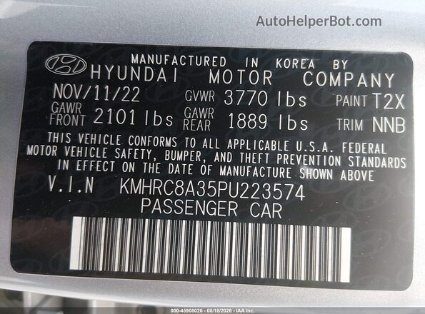 KMHRC8A35PU223574 2023 HYUNDAI VENUE Silver Engine compartment view