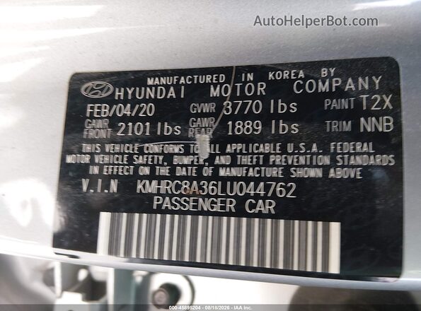 KMHRC8A36LU044762 2020 HYUNDAI VENUE Gray Engine compartment view