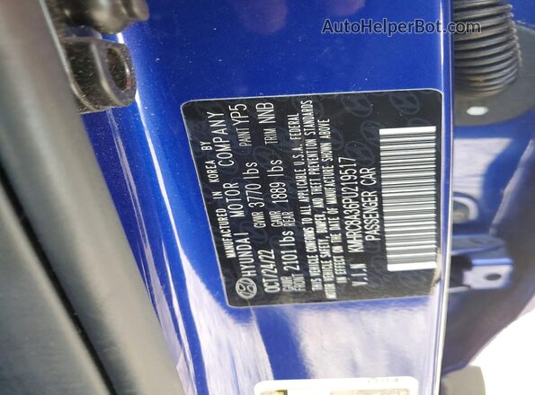 KMHRC8A36PU219517 2023 HYUNDAI VENUE Синий Вид наклейки с VIN-кодом