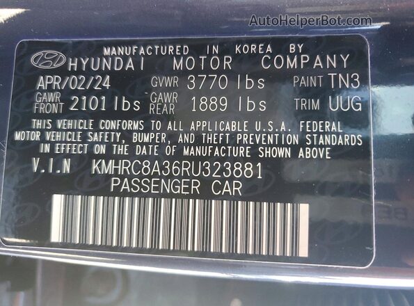 KMHRC8A36RU323881 2024 HYUNDAI VENUE Blue VIN sticker view