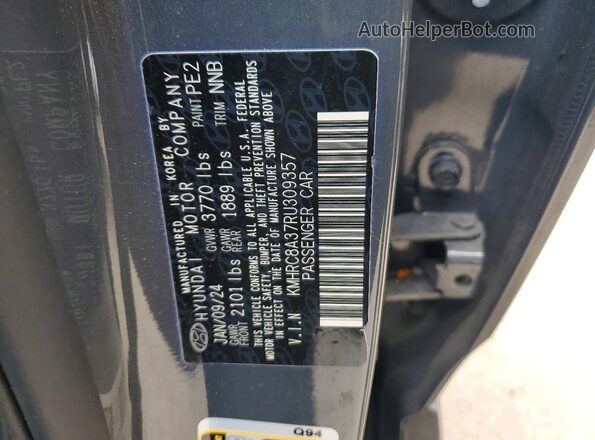 KMHRC8A37RU309357 2024 HYUNDAI VENUE Gray Vista de la etiqueta del VIN