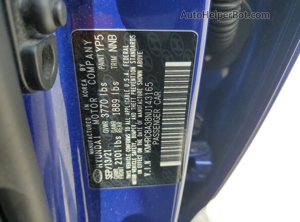 KMHRC8A38NU143165 2022 HYUNDAI VENUE Blue Widok wnętrza 360 stopni