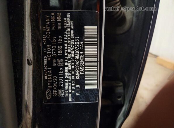 KMHRC8A39MU072931 2021 HYUNDAI VENUE Black ძრავის განყოფილების ხედი