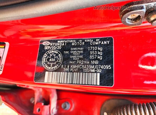 KMHRC8A39MU074095 2021 HYUNDAI VENUE Красный Панорамный вид салона 360°