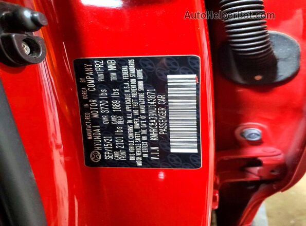 KMHRC8A39NU143871 2022 HYUNDAI VENUE Red 