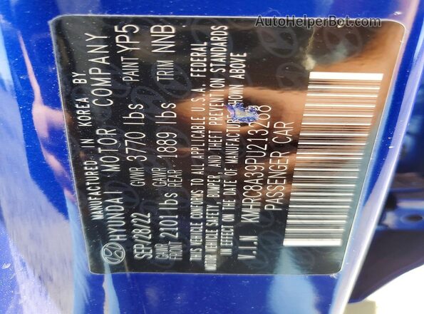 KMHRC8A39PU213288 2023 HYUNDAI VENUE Blue VIN sticker view