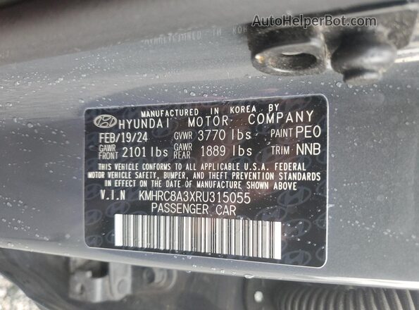 KMHRC8A3XRU315055 2024 HYUNDAI VENUE Gray Vista de la etiqueta del VIN