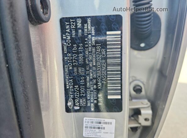 KMHRC8A3XRU327481 2024 HYUNDAI VENUE Silver VIN կոդի պիտակի տեսք