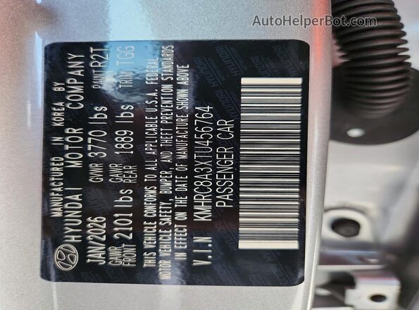 KMHRC8A3XTU456764 2026 HYUNDAI VENUE Silver VIN sticker view