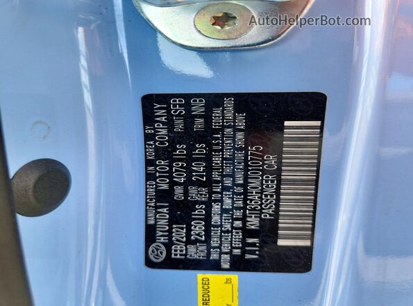 KMHT36AH0MU010775 2021 HYUNDAI VELOSTER Blue ძრავის განყოფილების ხედი