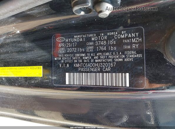 KMHTC6AD0HU320167 2017 HYUNDAI VELOSTER Black Widok komory silnika