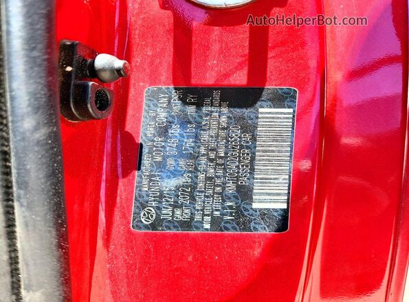 KMHTC6AD2GU265820 2016 HYUNDAI VELOSTER Red Вид наклейки з VIN-кодом