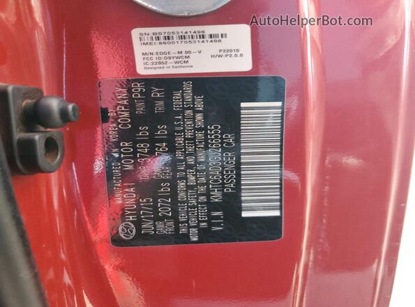 KMHTC6AD3GU266555 2016 HYUNDAI VELOSTER Red ძრავის განყოფილების ხედი