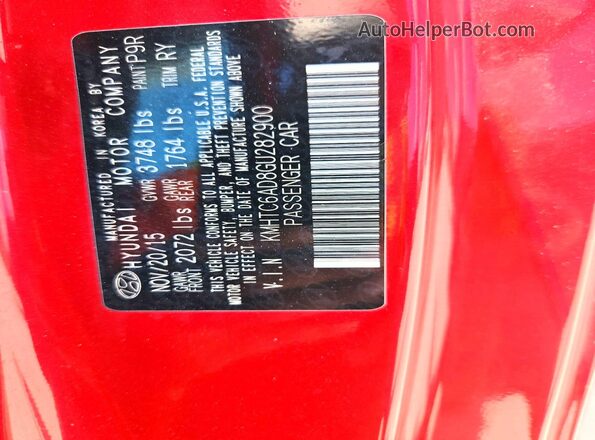 KMHTC6AD8GU282900 2016 HYUNDAI VELOSTER Red Շարժիչի բաժամունքի տեսք