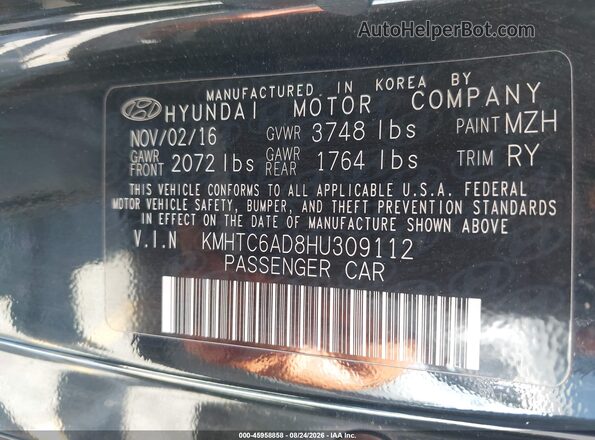 KMHTC6AD8HU309112 2017 HYUNDAI VELOSTER Black Vista del compartimento del motor