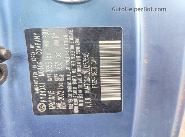 KMHTC6AE2GU257645 2016 HYUNDAI VELOSTER Blue Widok komory silnika