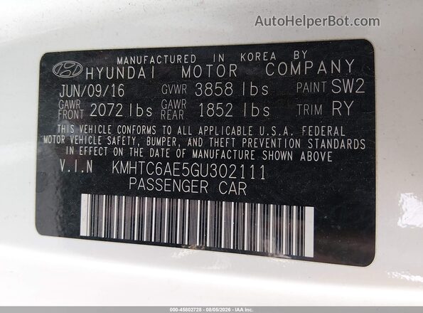 KMHTC6AE5GU302111 2016 HYUNDAI VELOSTER White Widok komory silnika