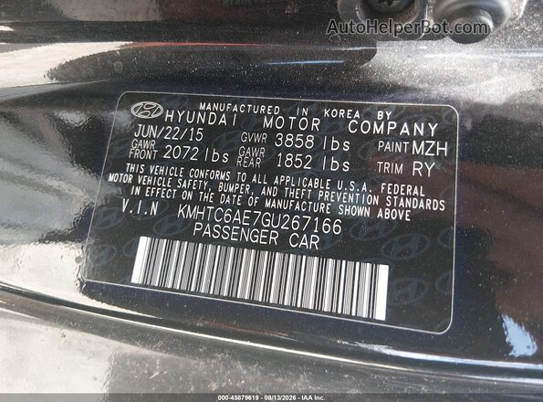 KMHTC6AE7GU267166 2016 HYUNDAI VELOSTER Black Вид підкапотного простору
