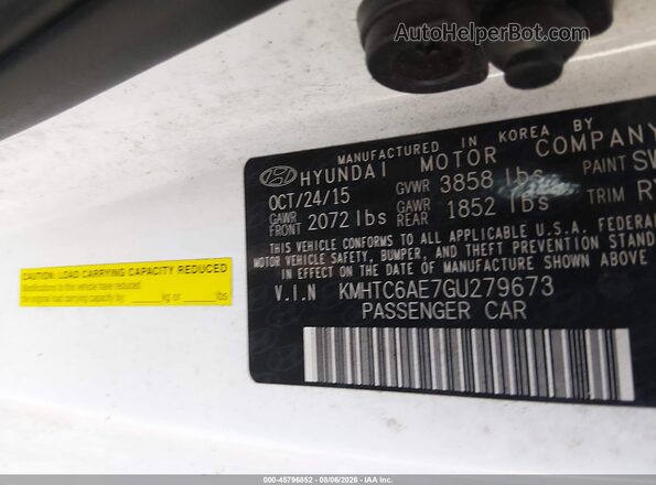 KMHTC6AE7GU279673 2016 HYUNDAI VELOSTER White Շարժիչի բաժամունքի տեսք