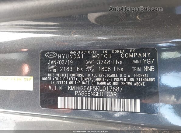 KMHTG6AF5KU017687 2019 HYUNDAI VELOSTER Silver Շարժիչի բաժամունքի տեսք
