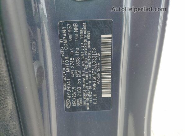 KMHTG6AF5LU030103 2020 HYUNDAI VELOSTER Charcoal Вид підкапотного простору