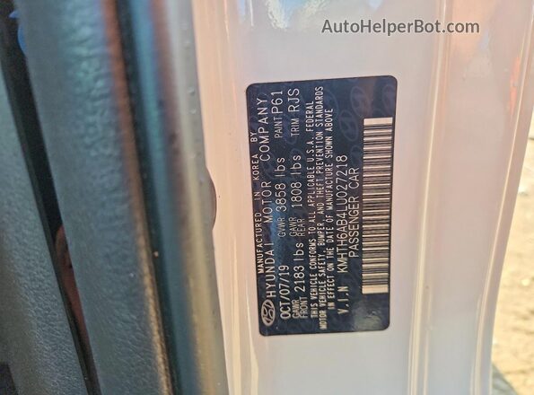 KMHTH6AB4LU027218 2020 HYUNDAI VELOSTER White Vista del compartimento del motor