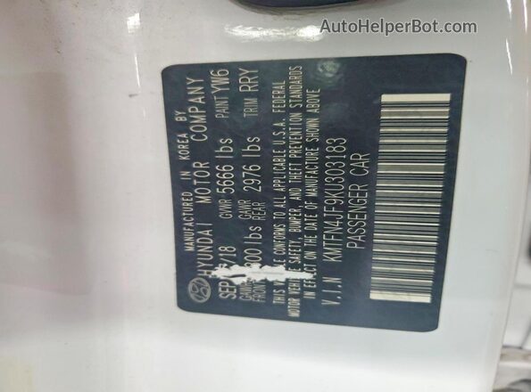 KMTFN4JF9KU303183 2019 GENESIS G80 White Вид підкапотного простору