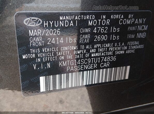 KMTG14SC9TU174836 2026 GENESIS G70 Gray Շարժիչի բաժամունքի տեսք