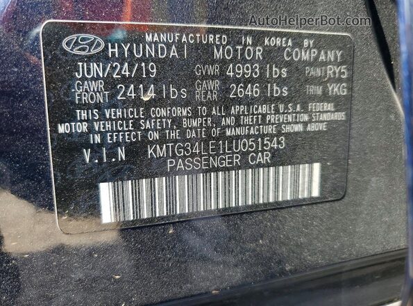 KMTG34LE1LU051543 2020 GENESIS G70 Синий Вид подкапотного пространства