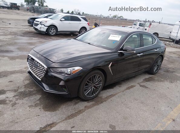 KMTG34LE4KU025629 2019 GENESIS G70 Black Vista tres cuartos delantera izquierda