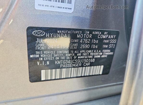 KMTG34SC5SU150168 2025 GENESIS G70 Gray Widok naklejki z numerem VIN