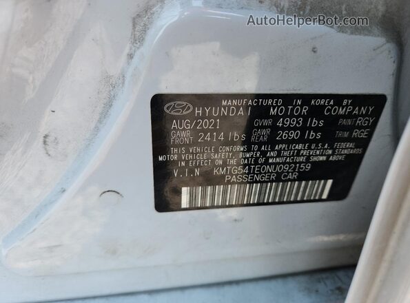 KMTG54TE0NU092159 2022 GENESIS G70 Gray Vista de la etiqueta del VIN