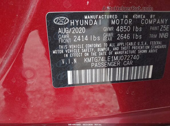KMTG74LE1MU072740 2021 GENESIS G70 Red Շարժիչի բաժամունքի տեսք