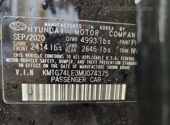KMTG74LE3MU074375 2021 GENESIS G70 Black Вид підкапотного простору