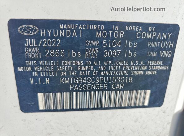 KMTGB4SC9PU153018 2023 GENESIS G80 White Вид наклейки з VIN-кодом