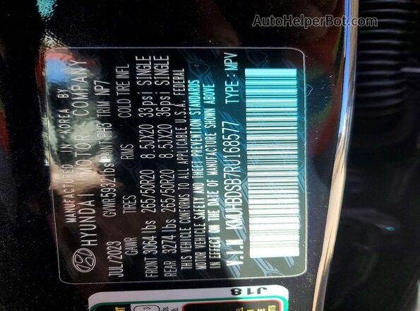KMUHBDSB7RU168577 2024 GENESIS GV80 Black VIN sticker view