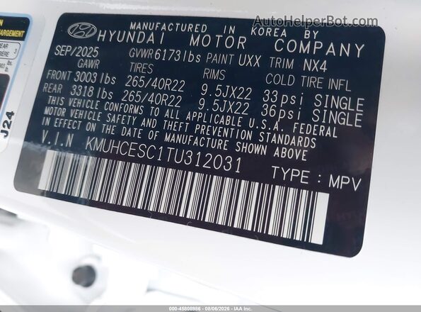 KMUHCESC1TU312031 2026 GENESIS GV80 White Engine compartment view