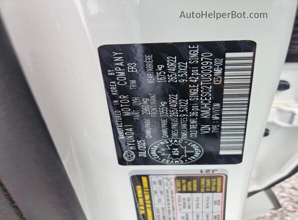 KMUHCESC2TU303970 2026 GENESIS GV80 White VIN կոդի պիտակի տեսք