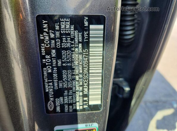 KMUHCESC9NU094715 2022 GENESIS GV80 Gray Vista interior de 360 grados