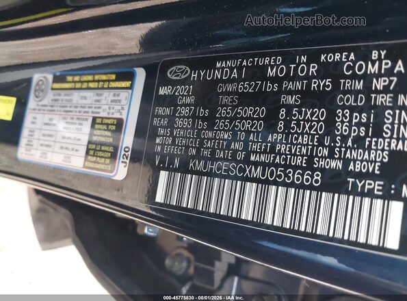 KMUHCESCXMU053668 2021 GENESIS GV80 Blue ძრავის განყოფილების ხედი