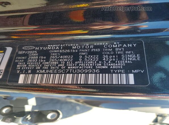 KMUHEESC7TU309936 2026 GENESIS GV80 Black VIN sticker view