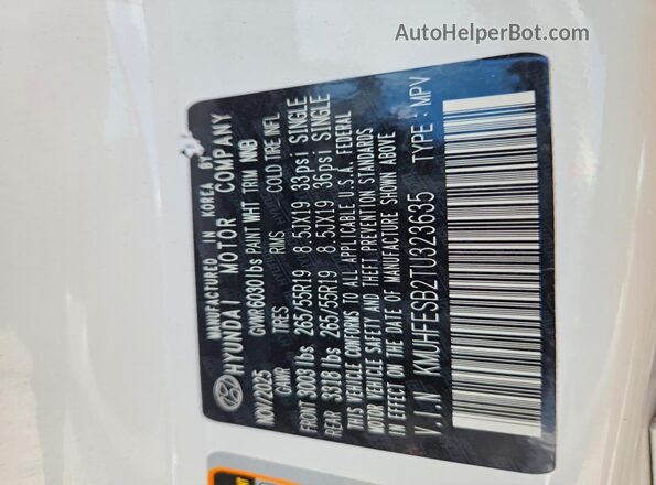 KMUHFESB2TU323635 2026 GENESIS GV80 Белый Вид подкапотного пространства