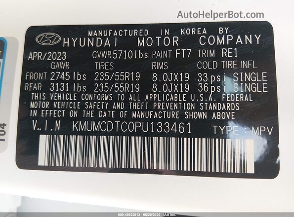 KMUMCDTC0PU133461 2023 GENESIS GV70 White Շարժիչի բաժամունքի տեսք