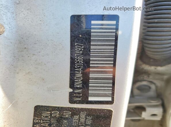 KNADM4A31G6674927 2016 KIA RIO Silver Widok naklejki z numerem VIN