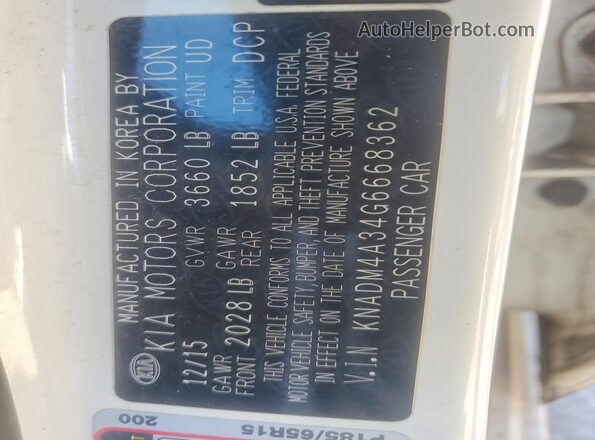 KNADM4A34G6668362 2016 KIA RIO White Engine compartment view