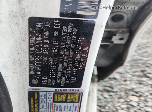 KNADM4A36G6540771 2016 KIA RIO White Вид підкапотного простору