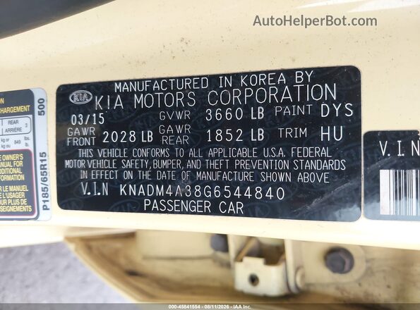 KNADM4A38G6544840 2016 KIA RIO Yellow Widok komory silnika