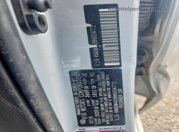 KNADM4A38H6054772 2017 KIA RIO Silver Вид наклейки з VIN-кодом